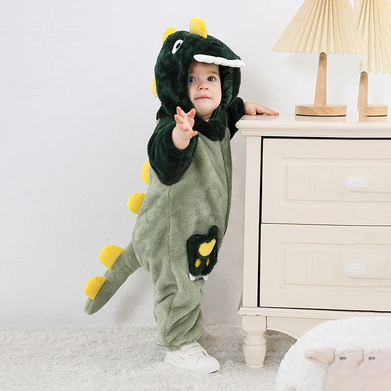 Dinosaur Hooded Winter Baby Romper
