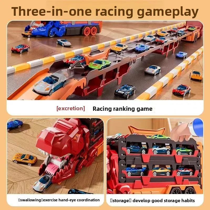 Dinosaur Race Track Playset with 12 Cars